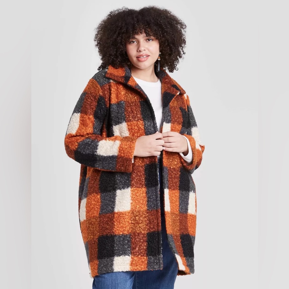 Ava & Viv Womens Plus Size 3X Overcoat Cardigan Plaid